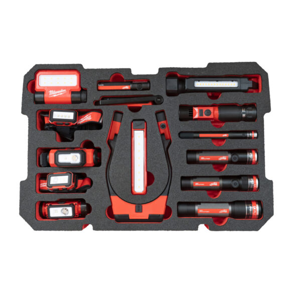 Milwaukee vaahtomuovialusta valaisimille