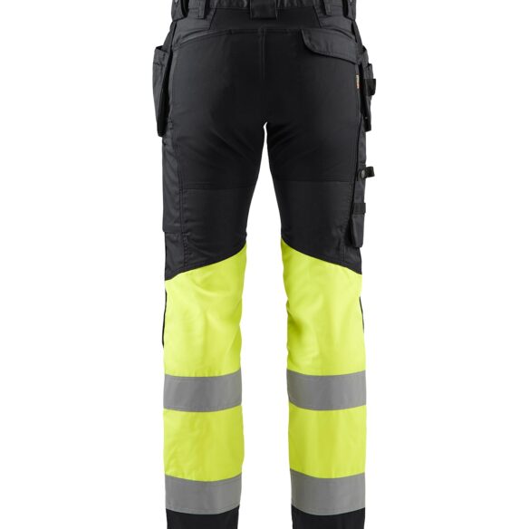 Alternative view of Blåkläder 1558 highvis riipputaskuhousut stretch